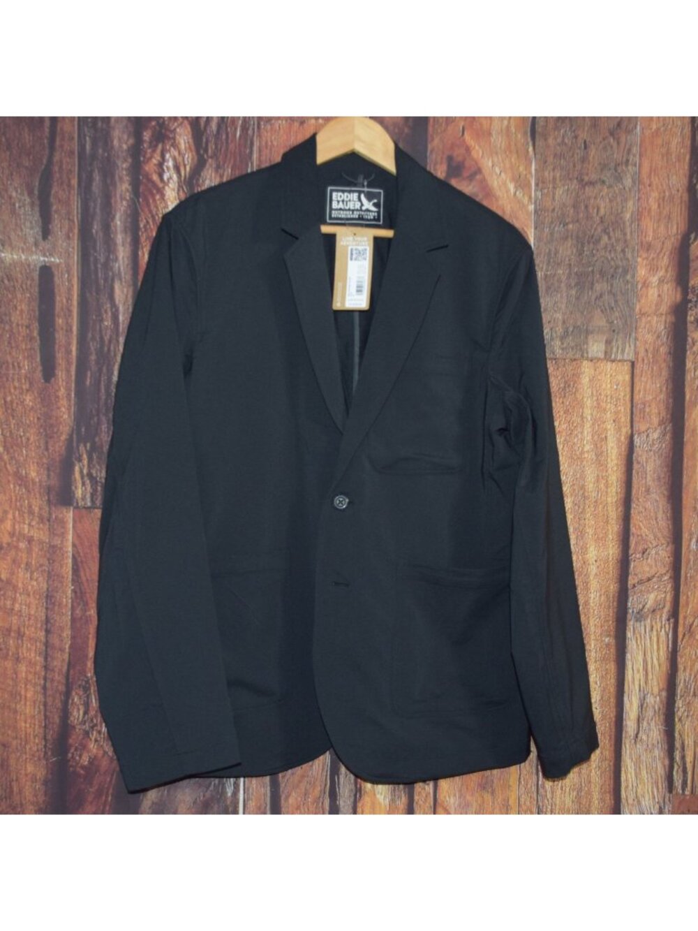 New w $129 tags! EDDIE BAUER Mens Sz 42 GetAway Black Travel Blazer Jacket
